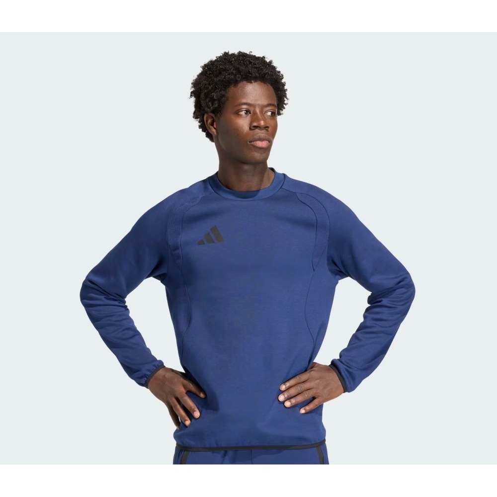 Adidas Mens Navy Blue Trio Travel Crewneck Sweatshirt Sample Size Medium NWT‎